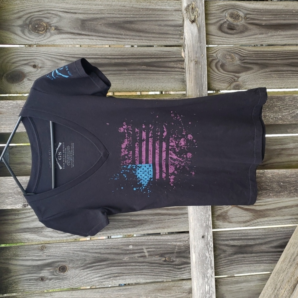 Grunt Style Women's V-neck Purple & Blue  Flag Feminine Fit Size Small
